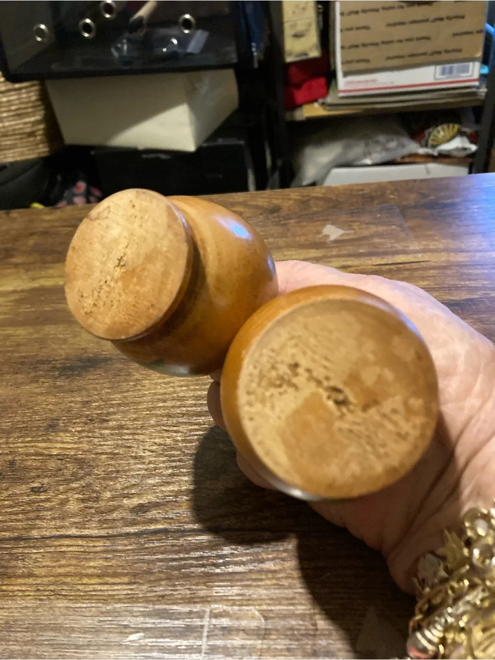 Wood carved salt & pepper shakers